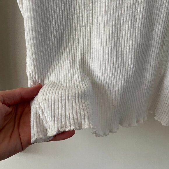 We The Free Ocean View V-neck Tee Long Sleeve Sheer Pullover Casual White XS - Picture 4 of 7